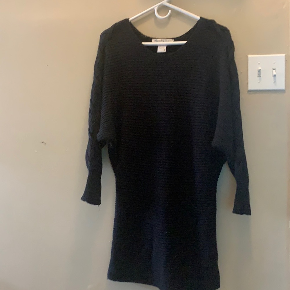Black sparkly ribbed knit dress, size S.